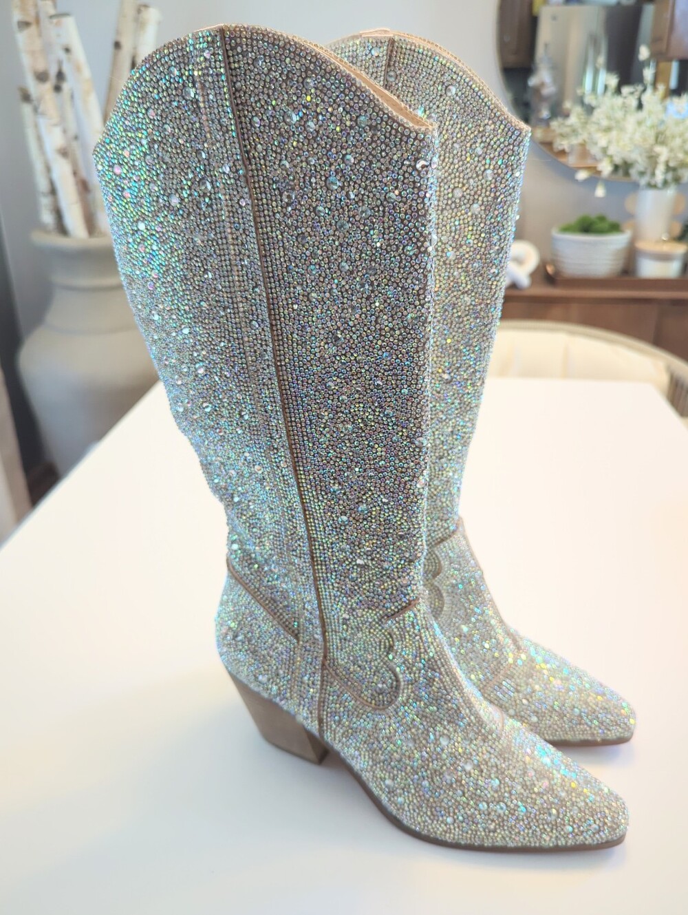 Anthropologie Matisse Nashville Rhinestone Western 15" Side Zip Boots Size 9 EUC - Picture 5 of 8